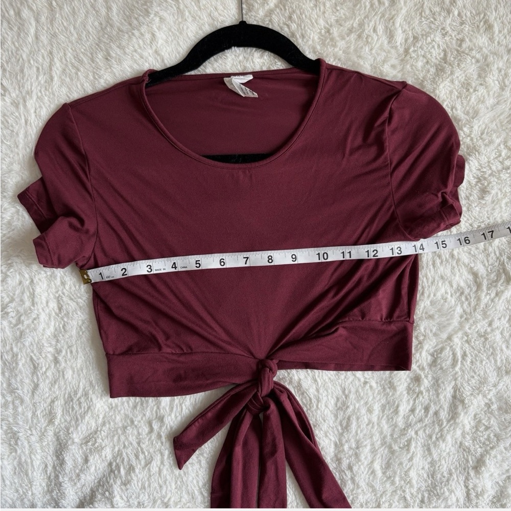 Alphalete Maroon Tie-Front Crop Top
